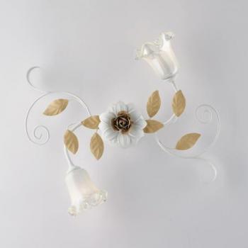 Plafoniera Shabby Chic 2 Luces E14 Cesto Blanco y Marfil
