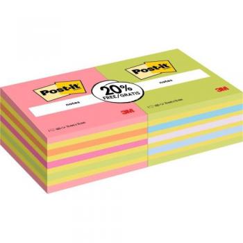 Post-It 2028-OCPPX2 - Pack 2 Blocs 450 Hojas Autoadhesivas Plaza Azul, Verde, Naranja, Rosa