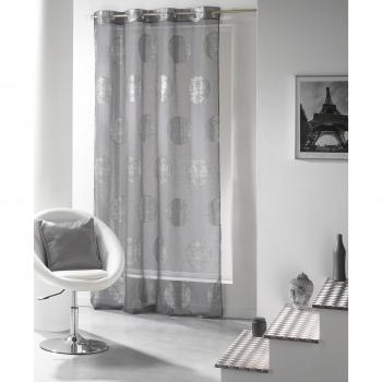 Douceur D'Intérieur  - 1623226, Visillo Con  Anillas , 140 X 240 Cm , Platine , Visillo Estampado Plata , Gris