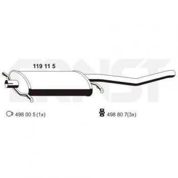 Silenciador trasero ERNST 119115 para Volkswagen Scirocco II