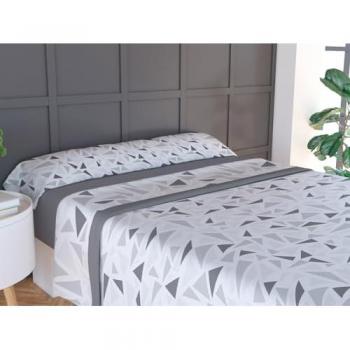 Sábanas de Coralina para Invierno Gaudí Cousibed de UNIFABRICS HOME TEXTIL, diseño geométrico a triángulos, tejido transpirable y térmico, disponible para camas de 90 cm, 105
