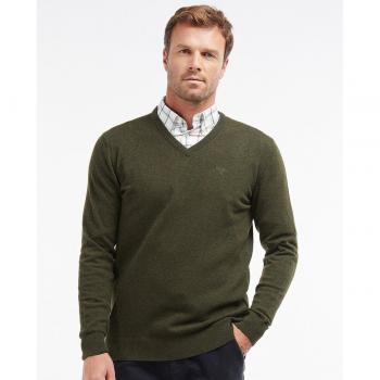 Jersey de Vuelta para Hombre Barbour Esencial de Lana de Cordero - Verde Alga - XL
