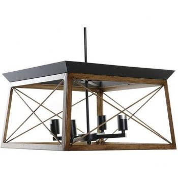 Lámpara de Techo DKD Home Decor Marrón Negro Madera Metal 220 V 50 W (50 x 50 x 130 cm)