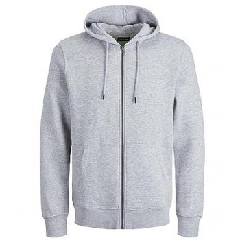 Jack & Jones Plus Size Light Grey Melange Relaxed Fit Zip-Up Hoodie
