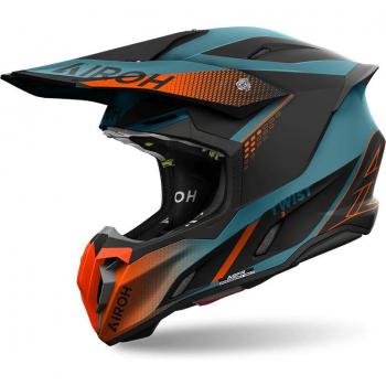 Airoh Casco de Cross Twist 3 Shard Naranja Mate - Motocross, diseño moderno, colores naranja y azul, acabado mate, talla L