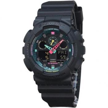 Casio G-Shock Analog-Digital Fluorescent Accents Resin Strap Black Dial Quartz Men's Watch GA-100MF-1A 200M