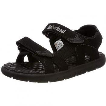 Timberland Perkins Row 2-Strap, Sandalias de Punta Descubierta Unisex Niños, Negro