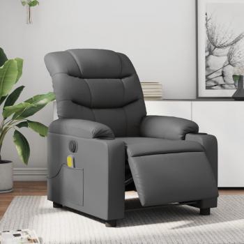 Silla eléctrica reclinable de masaje en cuero sintético gris Vidaxl