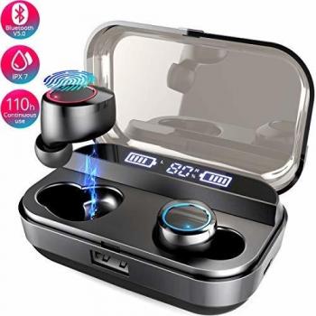 Mailiya Auriculares Bluetooth, Auriculares inalámbricos Bluetooth 5.0 In-Ear Sport inalámbrica con Caja de Carga de 4000 mAh / Control Táctil / Cancelación de Ruido / IPX7 a Prueba de Agua