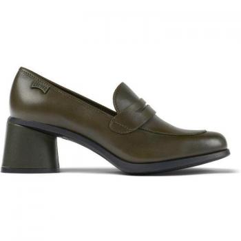Camper - Mocasines de mujer verdes en piel con tacón de bloque