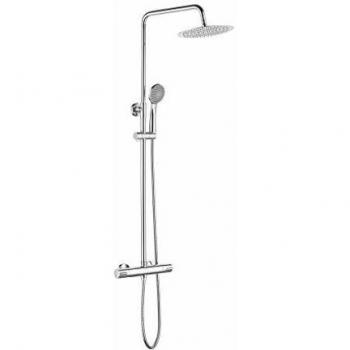 Ibergrif M20740 Sistema Columna de Ducha con Alcachofa Manguera, Barra Ajustable y Soporte, Cromo, Plata