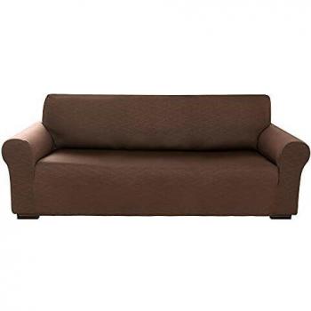 Amazon Brand - Umi Fundas para Sofa 4 Piezas Funda Sofa Diseño de Patrón de Onda Sin Deslizante Ajustado contra Manchas Moderna Elasticas Chocolate