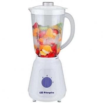 Orbegozo BV 5025 - Batidora de vaso, 500 W de potencia, 2 velocidades más función turbo, vaso de cristal de 1.5 litros, cuchillas INOX