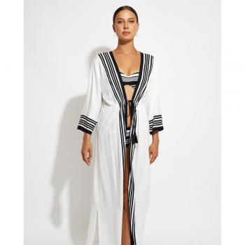 Selmark - Elegante Caftán de mujer largo con mangas largas y estilo kimono