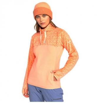 ROXY Sayna Half Zip - Forro polar de mujer, color naranja claro, talla XL, con media cremallera, diseño estándar y tonalidad Peach Pink ROXYGRAM
