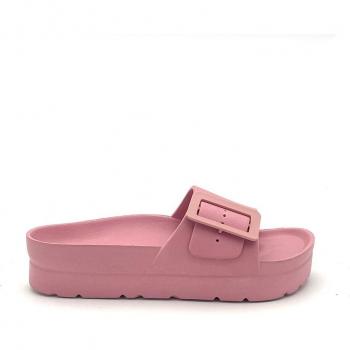 Sandalia de goma para la playa con hebilla ajustable marca Kelara - Chanclas de mujer de goma con plataforma
