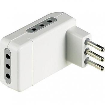 Adaptador Salvaspacio BTicino 3 Tomas 10A con Enchufe 10A Blanco