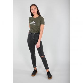 Camiseta de mujer Alpha Industries New Basic color verde oliva, talla L