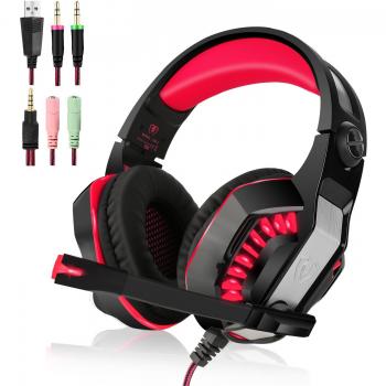 Beexcellent 3.5mm Gaming Headset para PlayStation 4, Xbox One, PC, Portátiles, Smartphones, Red