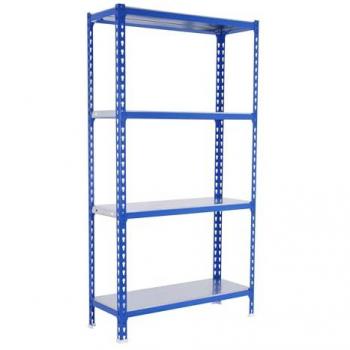 Estantería SIMONCLICK PLUS 4/300 1500 AZUL/GALVA - 4 Baldas Ajustables, Capacidad de Carga de 180 kg por Punto de Flexión, Dimensiones 1500x1000