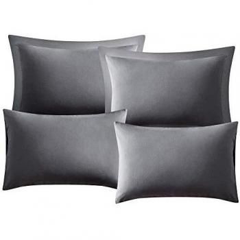 Hansleep Funda Almohada 50x75 cm de Microfibra, 4 Fundas de Almohadas 75x50 Gris Oscuro Transpirable sin Cremallera, Juego de 4 Piezas Suaves
