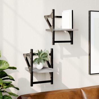 Estantes de pared con subastas 2 piezas Sonoma Gris 20x25x30 cm