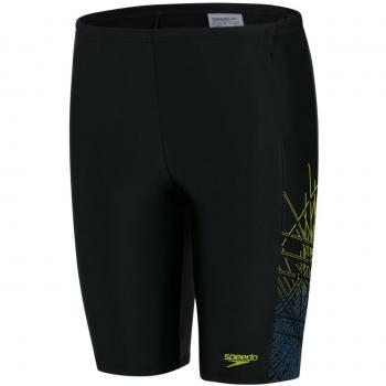 Speedo Cosmic Beats Logo Panel Bañador, Niños, Negro/ponche Lima, 30