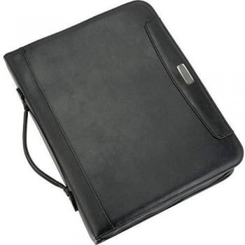 Carpeta organizativa A4 Alassio PORTO, símil piel FINEtouch, color negro, 4 anillas, medidas 36 x 29 x 5.5 cm