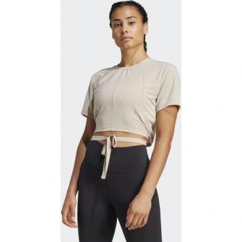 Camiseta de Yoga Cropped Beige para Mujer - Talla M