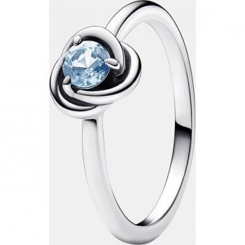 Anillo Pandora Moments Círculo Eternity de plata y cristal aguamarina