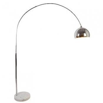 Lámpara de pie de arco estilo art déco OMBRAGE - Metal y mármol - 140 x 35 x 180 cm - Plateado