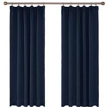 Amazon Brand - Umi Crotinas Opacas Blackout Termicas Aisantes de Salon Dormitorio Moderno Fruncidas 2 Piezas 168x183cm Azul Marino