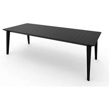 Mesa de jardín rectangular extensible de resina para 8-10 personas - gris grafito - Serie Lima