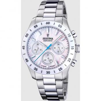 Reloj de mujer Festina Ceramic F20693/1 Beige de acero plateado