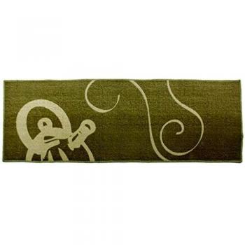 Laroom Alfombra, PP y Rubber, Beige y Verde