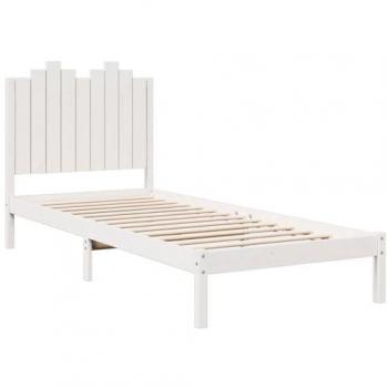 Cama Extralarga Sin Colchón Madera Maciza Blanca 100x210 cm
