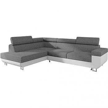 Sofá Rinconero Comfivo 306 con Función de Descanso y Caja de Ropa de Cama, 253x188x71cm, Soft 017 + Lux 05