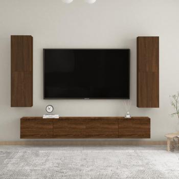 Mueble TV 2 piezas Roble marrón 30,5x30x110 cm