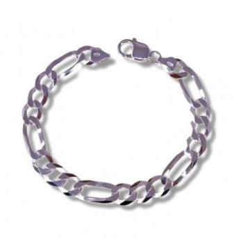 Pulsera de plata para hombre 20.5 cm con diseño alternado 3x1, ancho 9 mm y cierre de mosquetón