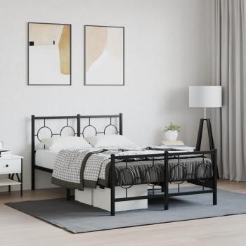 Estructura de cama con cabecero y pie metal negro 120x190 cm