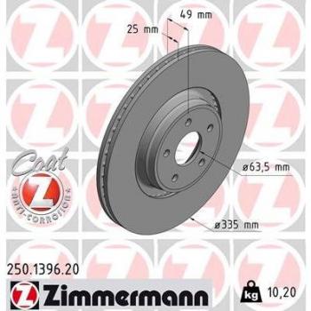 Discos de freno ZIMMERMANN 250.1396.20 para FORD Focus