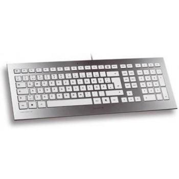 Cherry Strait Corded Keyboard - Teclado QWERTY Español - Usb - 104 Teclas - Blanco, Plata