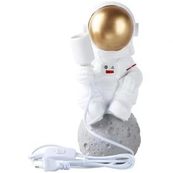 Lámpara de Mesa LED Astronauta Neil en Resina Dorada con Portalámparas E27 para Habitaciones Infantiles y Salones