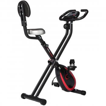 Ultrasport Entrenador F-Bike 300B con respaldo, ordenador entrenamiento y app, sensores pulso mano, entrenador plegable con 8 niveles Resistencia, peso máximo usuario 100 kg, Negro Mate y Gris Oscuro