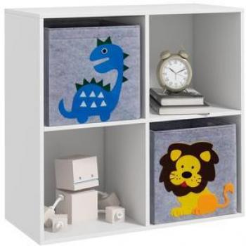 Estantería para Juguetes Infantil ZONEKIZ con 6 Compartimientos de Almacenaje y 3 Cajones de Tela no Tejida, Dimensiones: 61,8x29,9x91,5 cm,