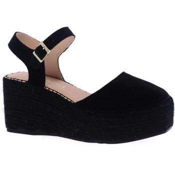 Alpargatas Macarena Justy negro, sandalias de mujer, color negro, diseño clásico, suela de yute, comodidad y estilo