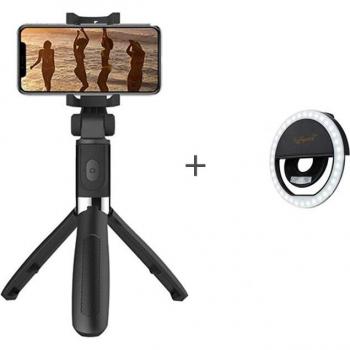 Palo de Selfie XILETU L010S con Bluetooth, trípode de aleación de plástico y lámpara para teléfonos inteligentes