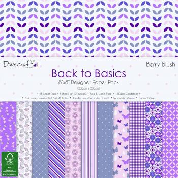 Trimcraft Dove Craft Back To Basics 4 Berry Blush Pack de Papel Decorativo, 20,3 x 20,3 cm, 12 diseños, acrílico,, 2 Unidades