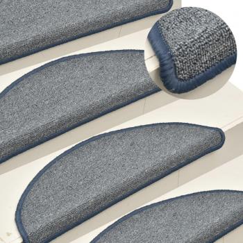 Esteras para escaleras 15 piezas gris claro y azul 56x17x3 cm