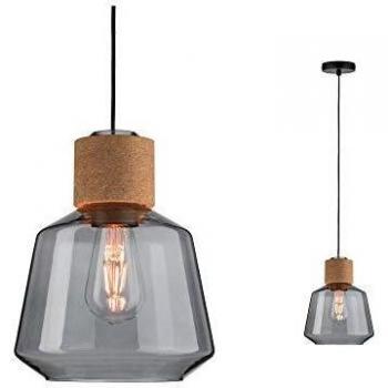 Lámpara Colgante Paulmann Neordic Elia E27 1x20W Vidrio Ahumado, Corcho, Negro